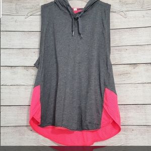 Under Armour Grey and Melon Hooded Muscle Shirt